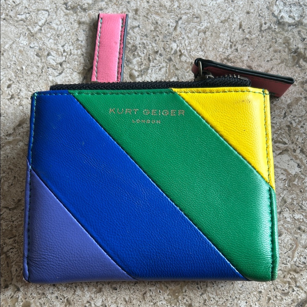 Kurt Geiger Colorful Leather Wallet with Pink Zipper